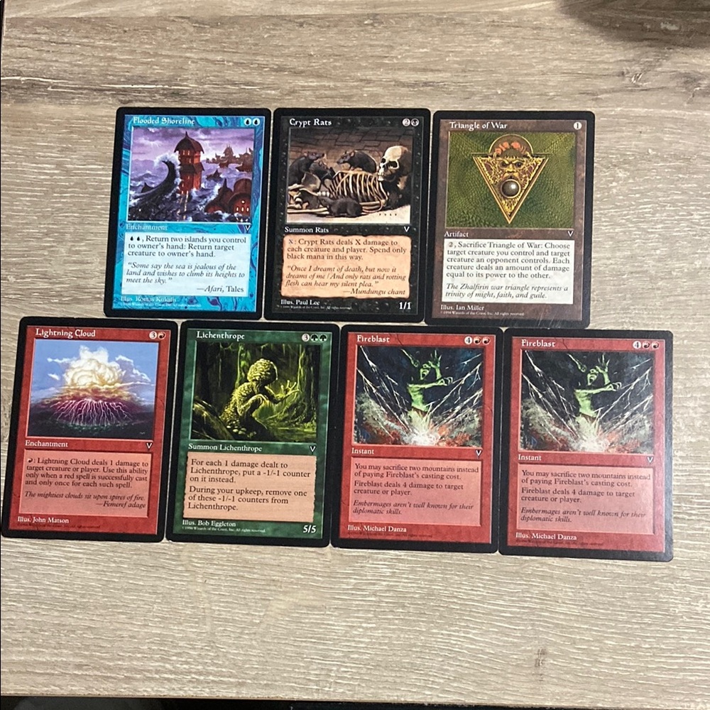 Vintage 1997 Magic the Gathering (MTG) Visions Set of 7